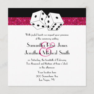 Invitation Las Vegas Mariage Dice Thème Hot rose Faux Parties
