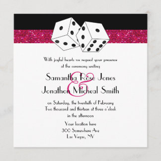 Invitation Las Vegas Mariage Dice Thème Hot rose Faux Parties