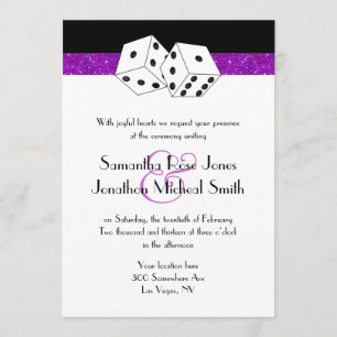 Invitation Las Vegas Mariage Dice Thème Purple Faux Parties s
