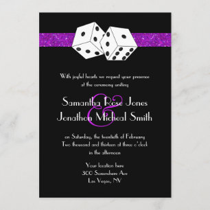 Invitation Las Vegas Mariage Dice Thème Purple Faux Parties s