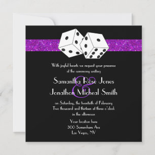 Invitation Las Vegas Mariage Dice Thème Purple Faux Parties s