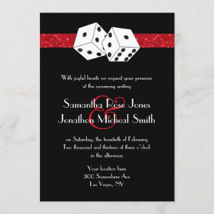 Invitation Las Vegas Mariage Dice Thème Ruby Red Faux Parties