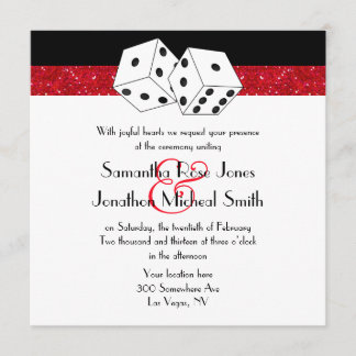 Invitation Las Vegas Mariage Dice Thème Ruby Red Faux Parties