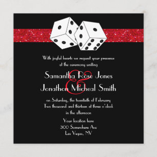 Invitation Las Vegas Mariage Dice Thème Ruby Red Faux Parties