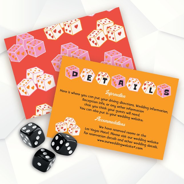Invitation Las Vegas Mariage Funky Dice Détails Information (Créateur téléchargé)