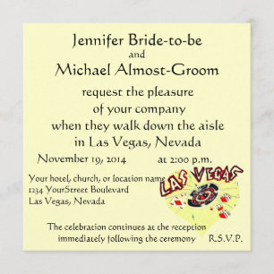 Invitation Las Vegas Mariage Pastel Yellow Heart