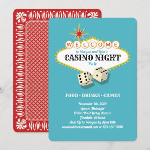 Invitation Las Vegas Marquee Casino Night Party Turquoise