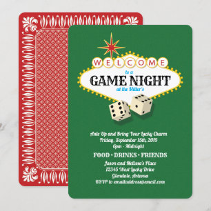 Invitation Las Vegas Marquise Game Night Green