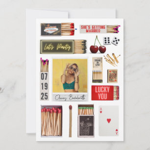 Invitation Las Vegas Matchbox Art Photo Bachelorette Party