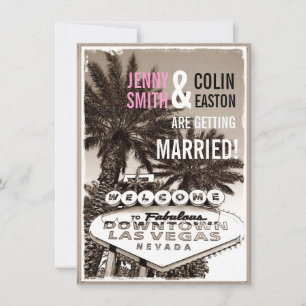 Invitation Las Vegas Modern Vintage Sepia Wedding Invite