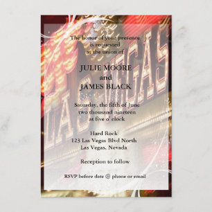 Invitation Las Vegas Neon Lights Mariage glamour invite