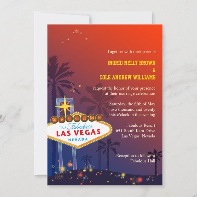 Invitation Las Vegas Nevada Destination Mariage (Devant)