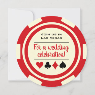 Invitation Las Vegas Poker Chip Mariage rouge et blanc