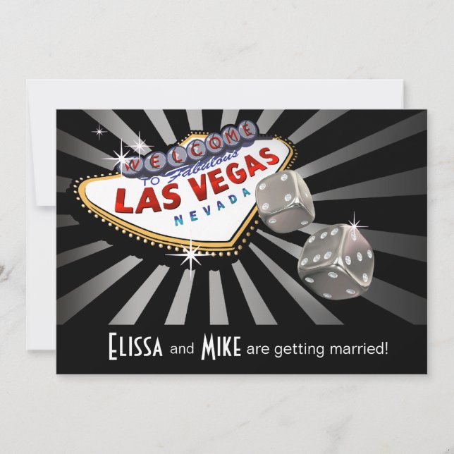 Invitation Las Vegas Starburst Mariage argent noir (Devant)