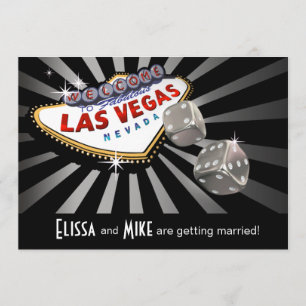 Invitation Las Vegas Starburst Mariage argent noir
