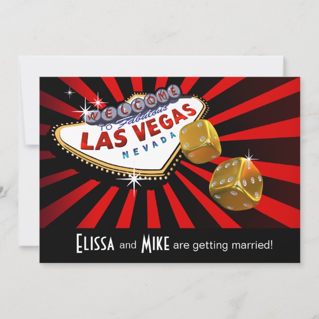 Invitation Las Vegas Starburst Mariage or noir rouge (Devant)