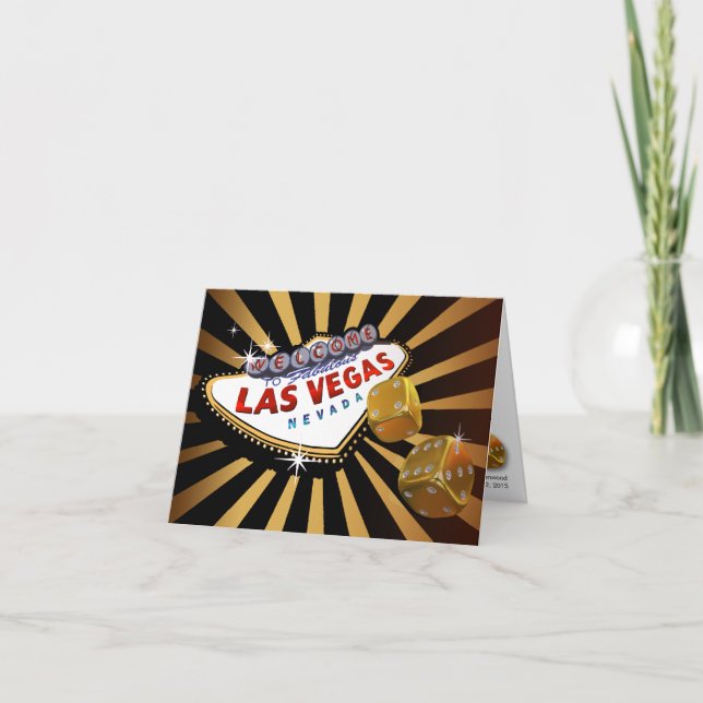 Invitation Las Vegas Starburst Mariage Réception or noir (Devant)