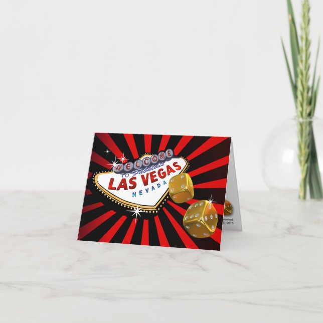 Invitation Las Vegas Starburst Mariage Réception rouge noir (Devant)