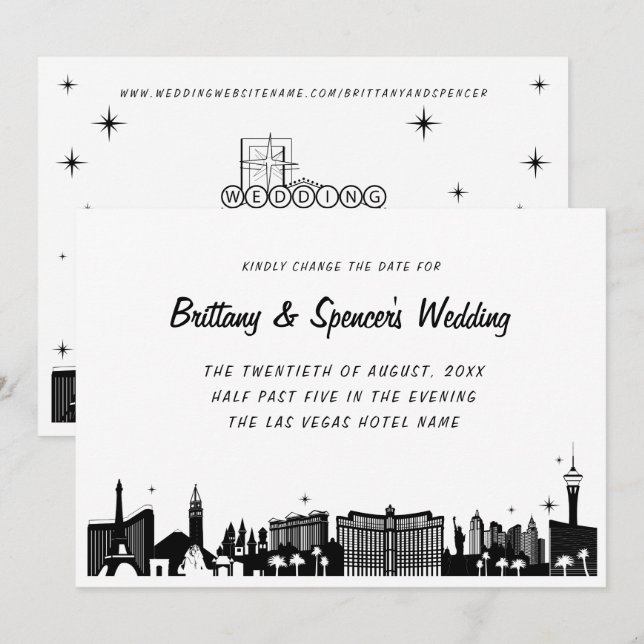 Invitation Las Vegas Strip Skyline Modifier la date (Devant / Derrière)