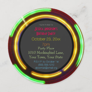 Invitation Laser Neon Lumières Anniversaire