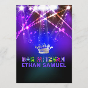 Invitation Laser PixDezines / néon lumières bar mitzvah