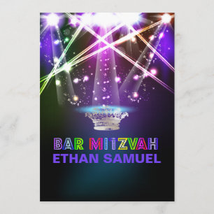 Invitation Laser PixDezines / néon lumières bar mitzvah