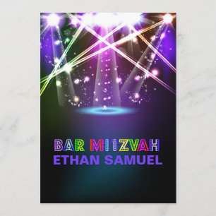 Invitation Laser PixDezines / néon lumières bar mitzvah