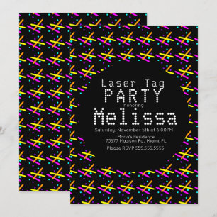Invitation Laser Tag Néon Lumière Dans Confetti Unisexe Sombr