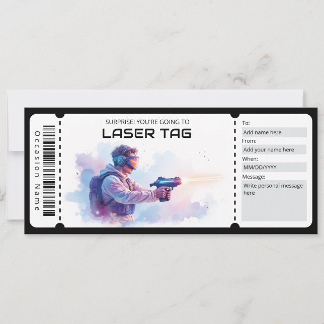Invitation Laser Tag Ticket  (Devant)