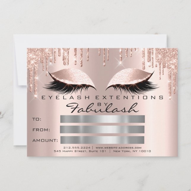 Invitation Lashes de luxe Rose Sparkly certificat maquillage  (Devant)