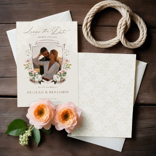 Invitation Lasso la date Boho aquarelle Floral Crest Photo