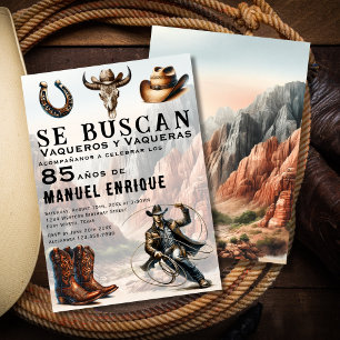 Invitation Lasso Vaquero Anniversaire 85 ans Cow-boy Western
