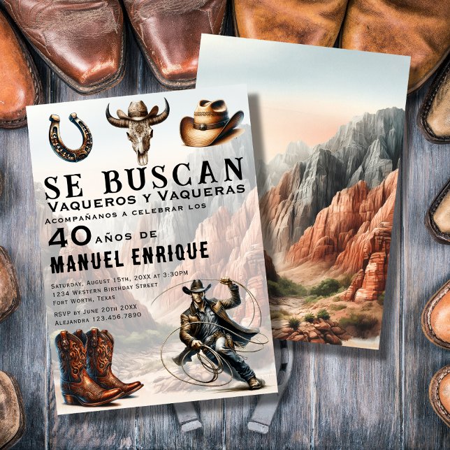 Invitation Lasso Vaquero Espagnol Occidental Cowboy 40e anniv (Créateur téléchargé)