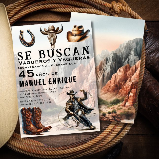 Invitation Lasso Vaquero Espagnol Occidental Cowboy 45e anniv (Créateur téléchargé)
