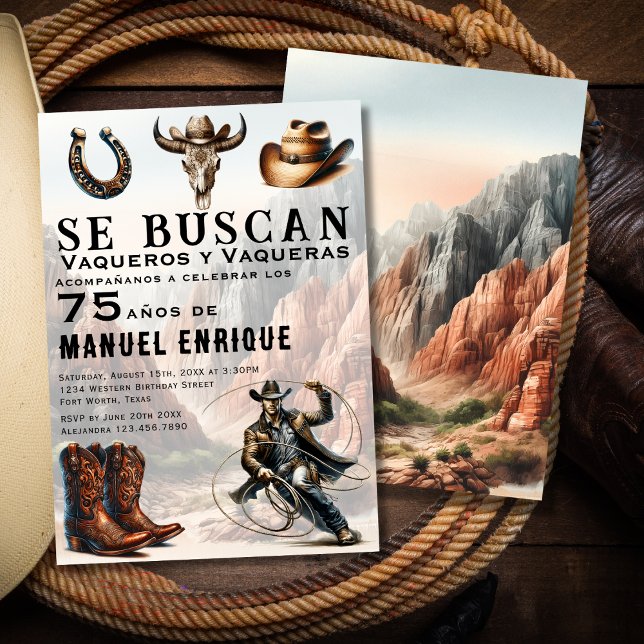 Invitation Lasso Vaquero Espagnol Occidental Cowboy 75e anniv (Créateur téléchargé)