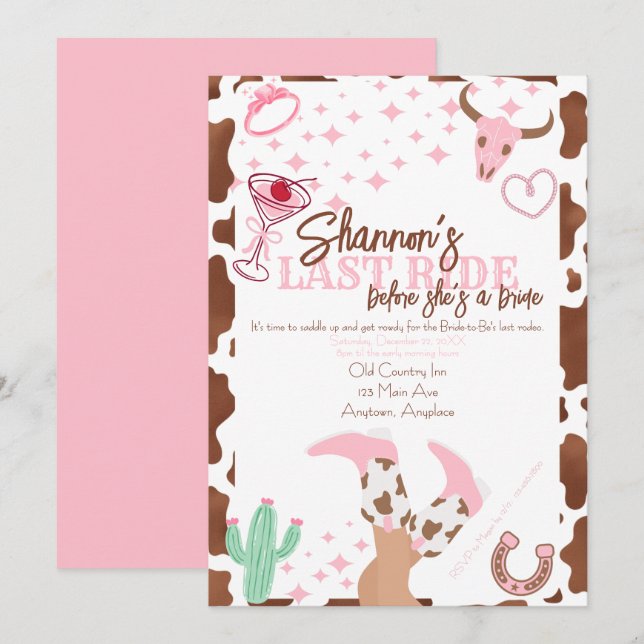 Invitation Last Ride Bachelorette Party (Devant / Derrière)