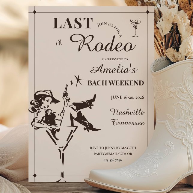 Invitation Last Rodeo Bachelorette Weekend Itinerary (Last Rodeo Bachelorette Weekend Itinerary Invitation)