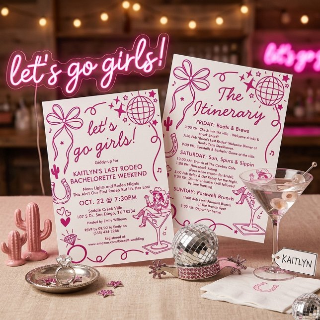 Invitation Last Rodeo Cowgirl Bachelorette Weekend Itinerary (Créateur téléchargé)