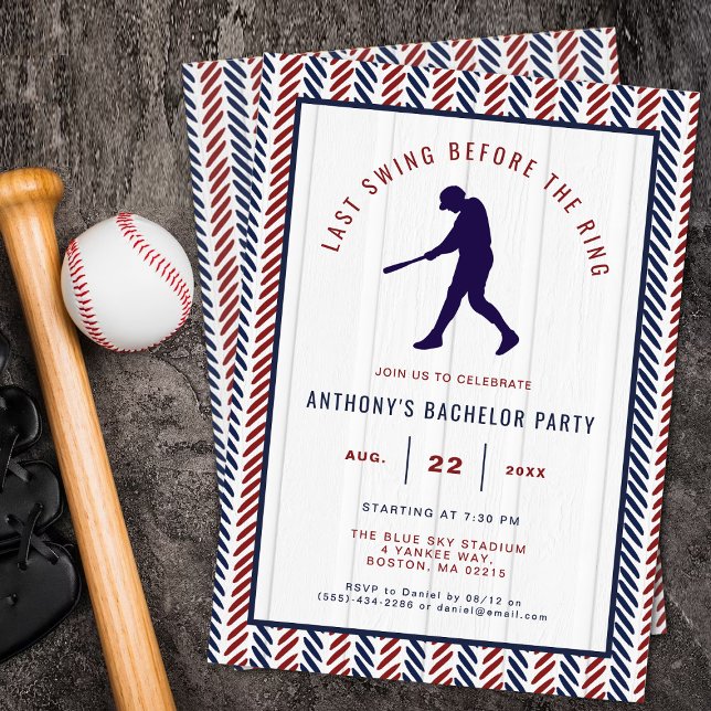 Invitation Last Swing Before The Ring Baseball Bachelor Party (Créateur téléchargé)