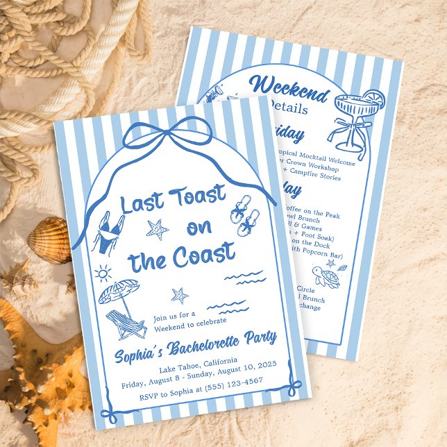 Invitation Last Toast On The Coast Bachelorette Weekend  (Créateur téléchargé)