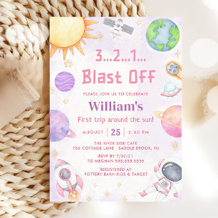 Invitation L'Astronaut Espace Premier Voyage Autour Du Soleil