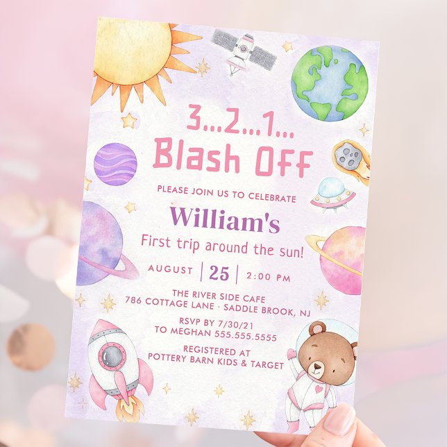 Invitation L'Astronaut Espace Premier Voyage Autour Du Soleil (Créateur téléchargé)