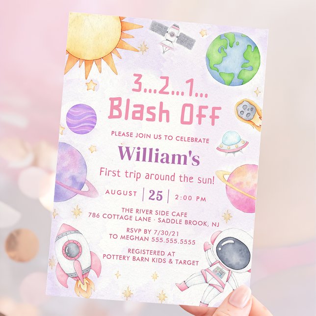 Invitation L'Astronaut Espace Premier Voyage Autour Du Soleil (Créateur téléchargé)