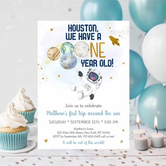 Invitation L'Astronaut Espace Premier Voyage Autour Du Soleil (Créateur téléchargé)