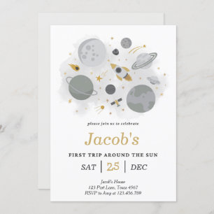 Invitation L'Astronaut Espace Premier Voyage Autour Du Soleil