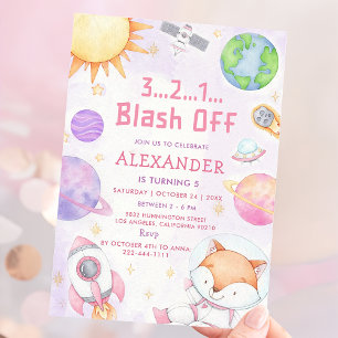 Invitation L'astronaute de l'espace à tout âge fête d'anniver