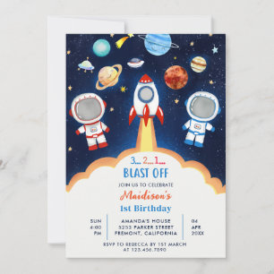 Invitation L'astronaute de l'espace à tout âge fête d'anniver