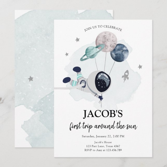 Invitation L'astronaute de l'espace extra-atmosphérique Orang (Devant / Derrière)