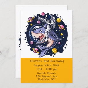 Invitation L'astronaute de requin Space Boy Fête d'anniversai