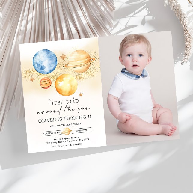 Invitation L'Astronaute Espace Premier Voyage Autour Du Solei (Créateur téléchargé)